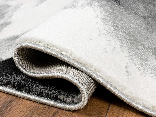 Miniatura 5 de Abani Alfombra azul y beige con diseño abstracto líquido, estilo contemporáneo, colección ARTO  Construcción superior de fabricación turca