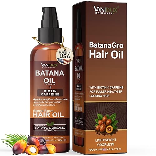 Miniatura 1 de Aceite para el cabello Batana con biotina y cafeína para estimular el crecimiento existente del cabello, fortalecimiento del cuero cabelludo y