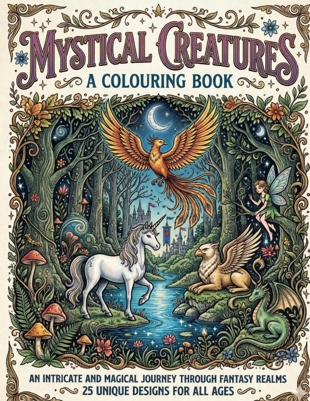 Fascinating Mythical Creatures I Relaxing Colouring Book I 25 Pages I Adults & Young Adults