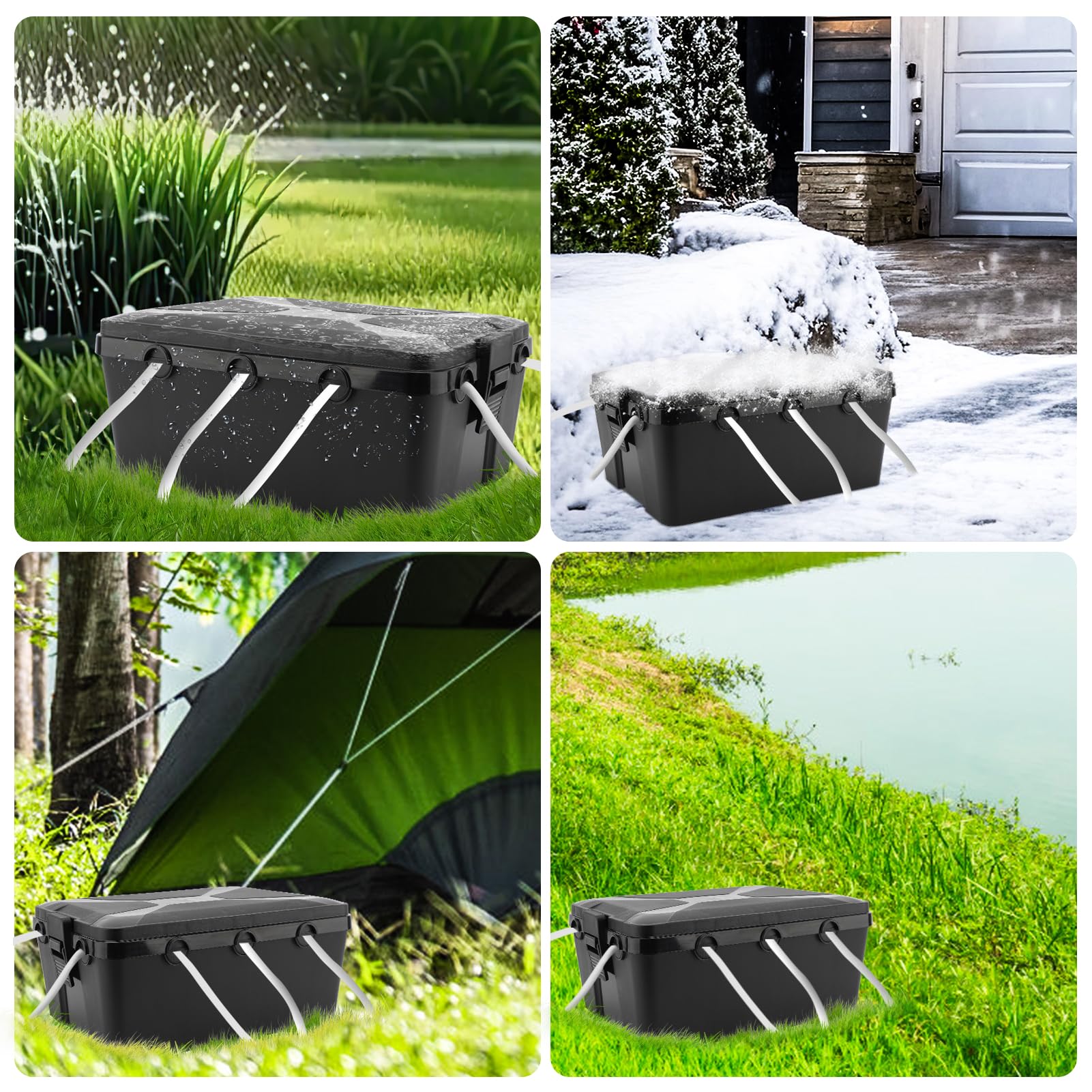 Gugxiom Grande scatola impermeabile per esterni, 32 x 22 x 13 cm, IP54, Outdoor Electric Box, 7 cavi porte, scatola per cavi di prolunga, ciabatta e connettori esterni (nero)