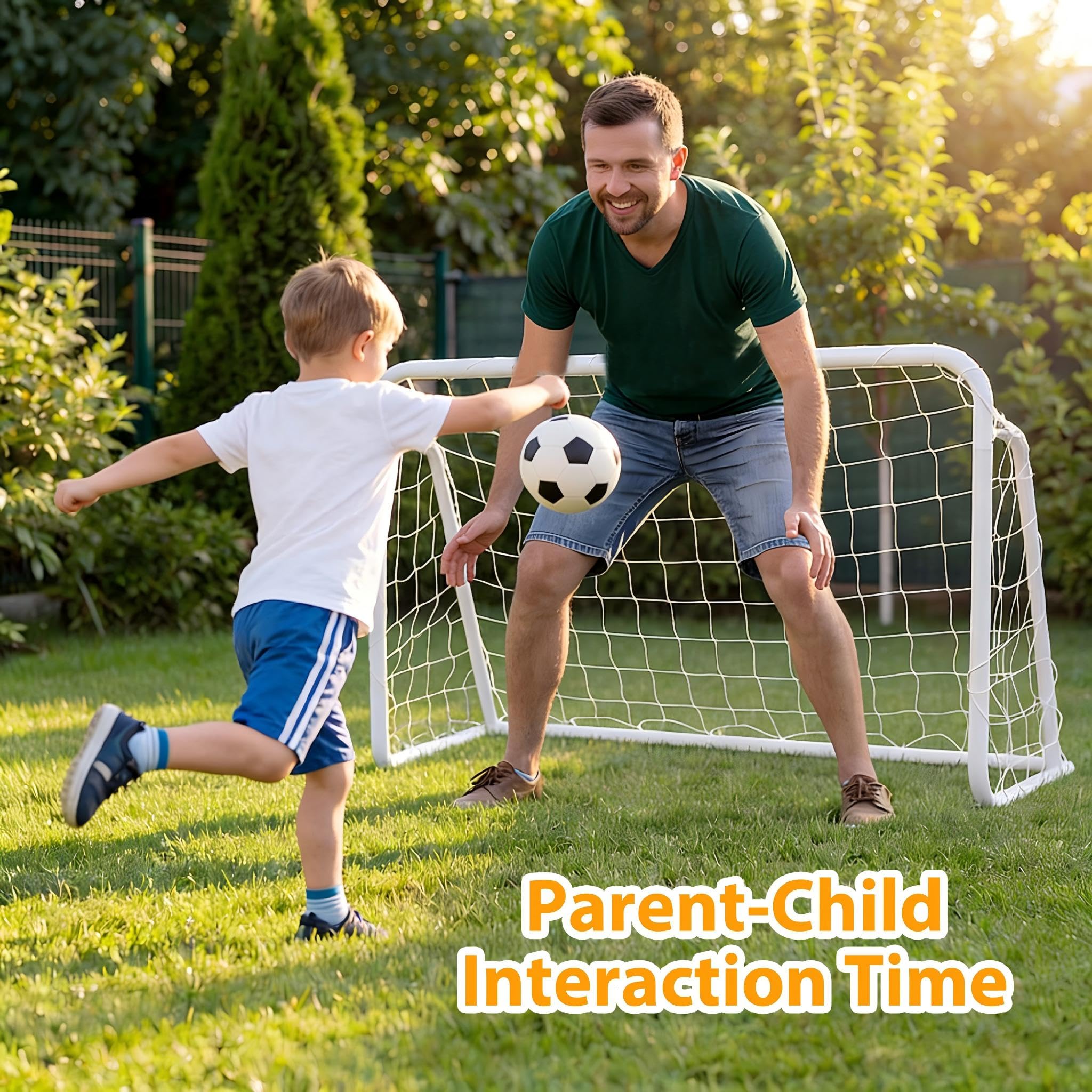 LIFEZEAL Porta da Calcio per Bambini, 121 × 60 × 80 cm, Porta da Calcio per Giardino in Metallo con Chiodi per Fissaggio al Terreno, Accessori per Allenamento e Regalo