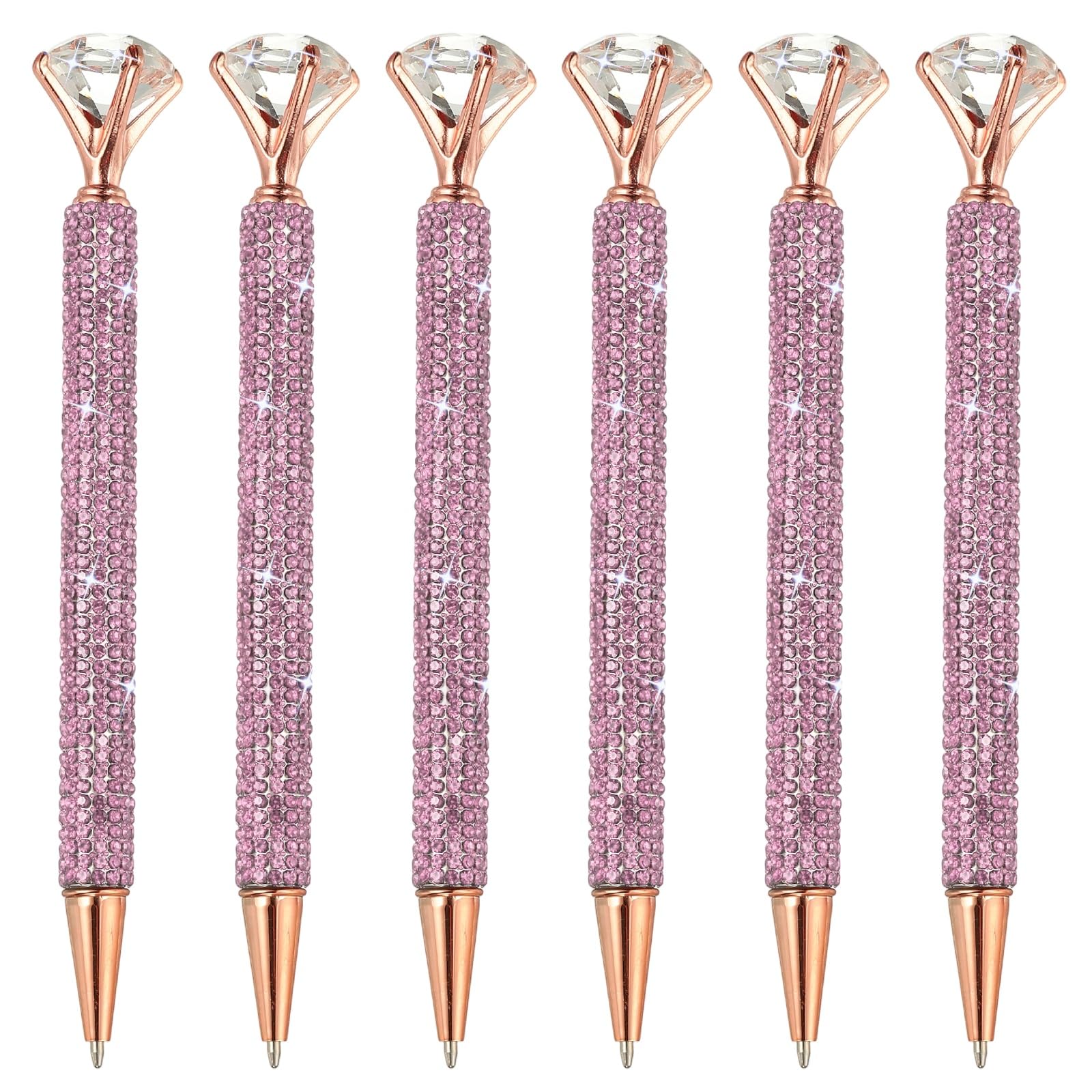 PATIKIL Rhinestone Ballpoint Pen, 6Pcs Crystal Diamond Twist Metal Pen Bling 1.0mm Medium Point Black Ink Glitter for Note Taking Journaling, Pink — image 1