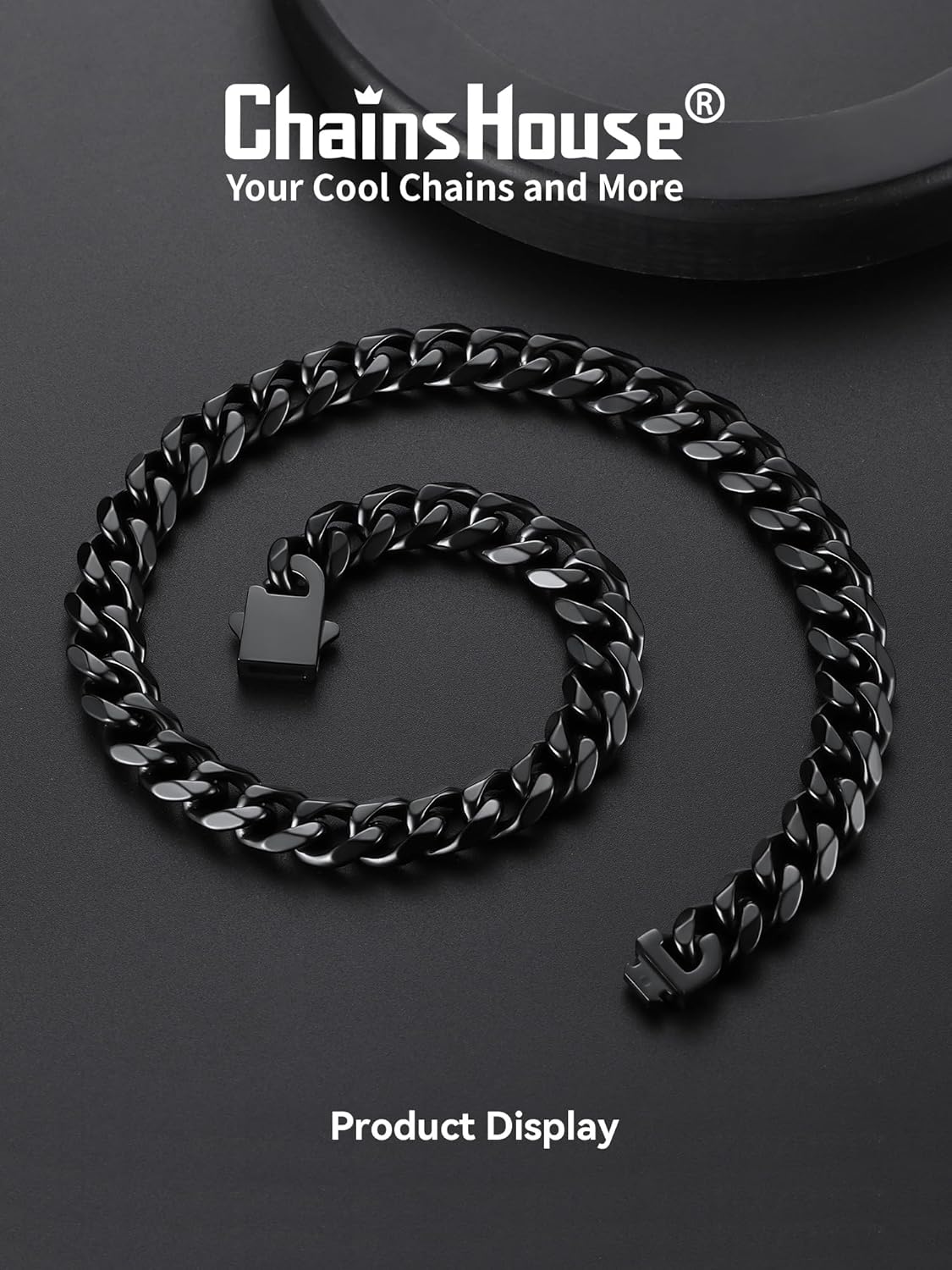 ChainsHouse Mens Cuban Link Chain Necklace Stainless Steel Miami Cuban Silver/Black/14K Gold Plated Hip Hop Jewelry 6/9/12MM Width 18"-30" Length with Gift Box