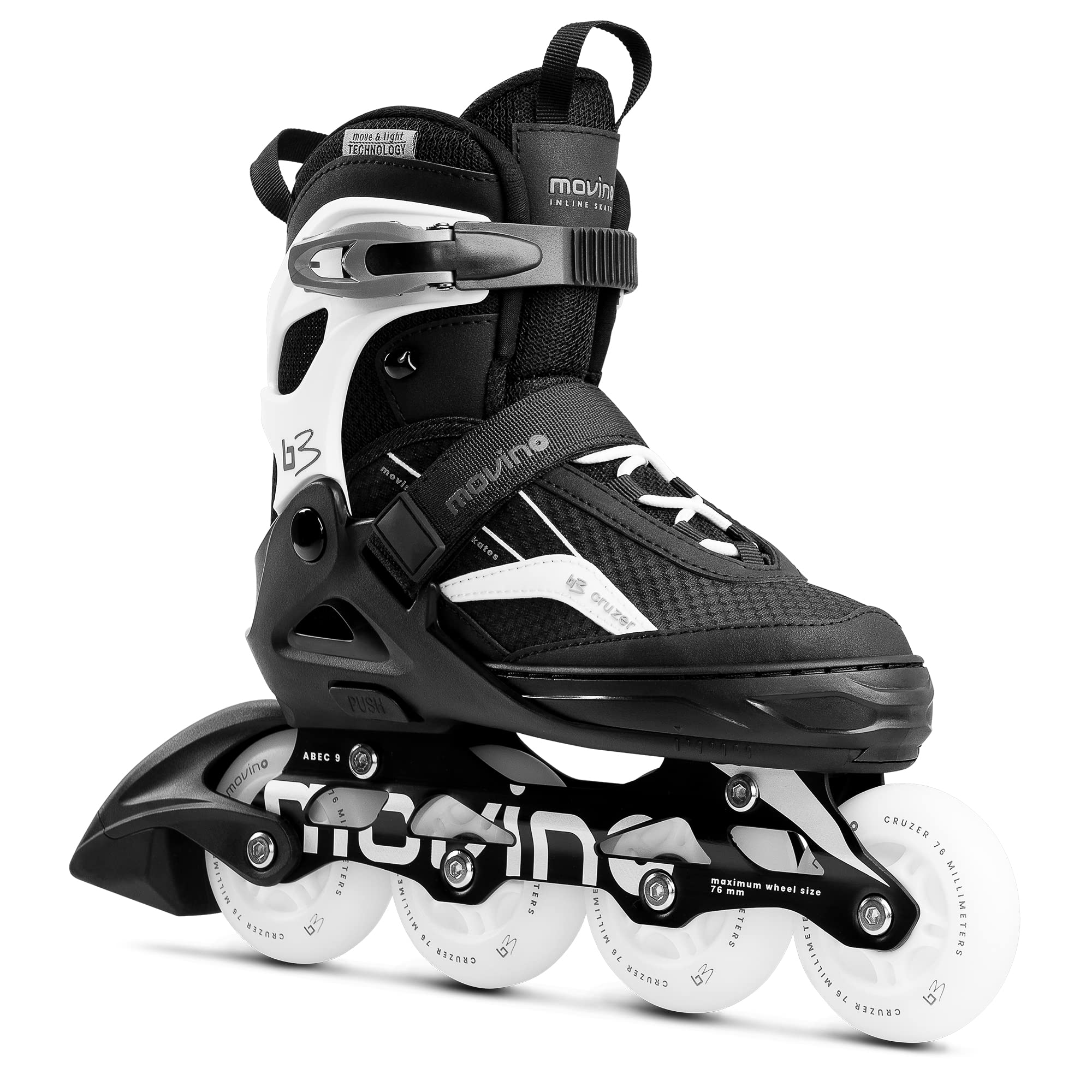 Movino Cruzer B3 | Patines Ajustables | Triple Sistema de fijación | Sistema de ventilación | ABEC-7, Ruedas Led Tecnología Move & Light