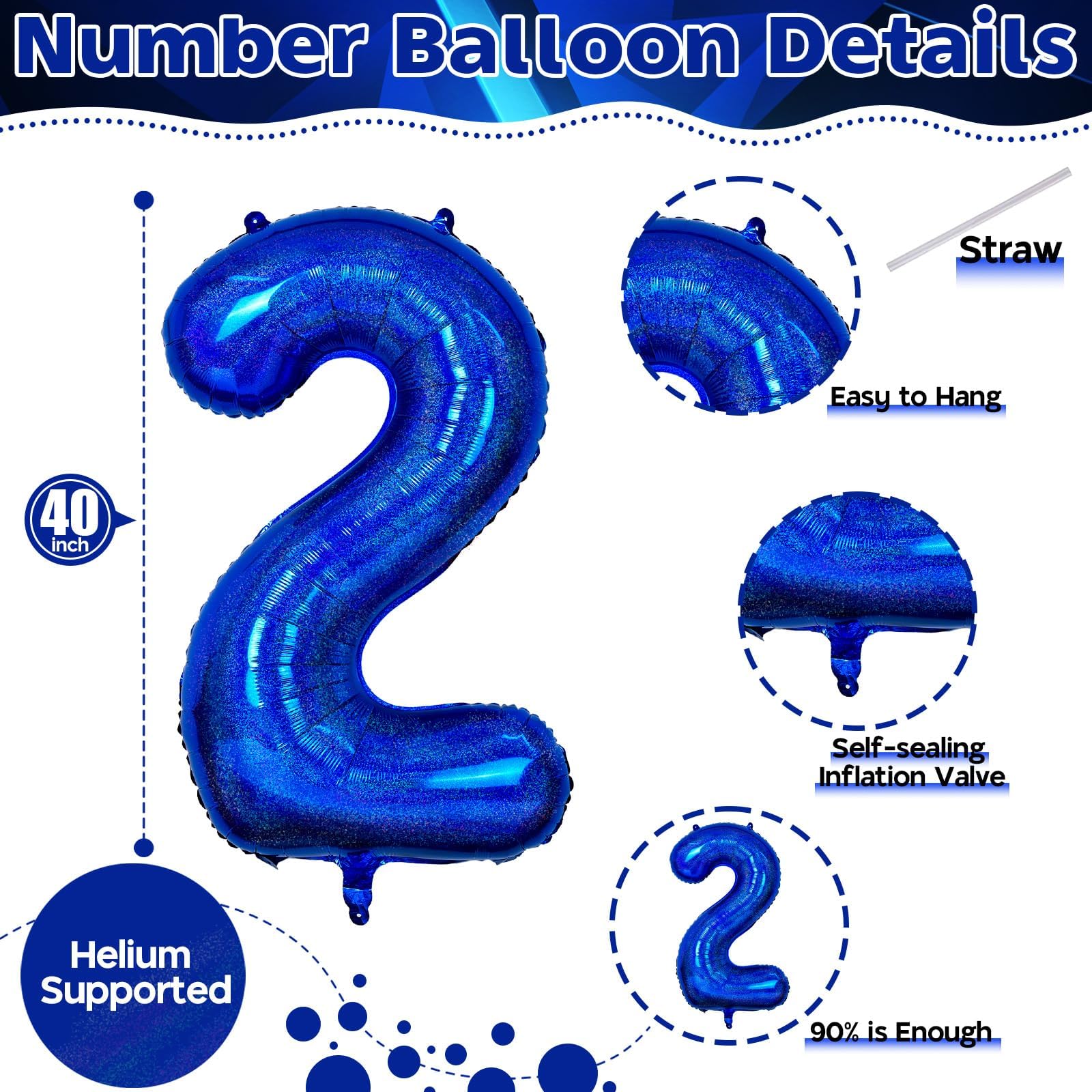 Palloncino da festa con numero 21 blu numero 21 per