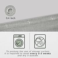 Vista 3 de Cortina de ducha KOUFALL de tela de lino impermeable gris para baño 72x80 pulgadas de largo
