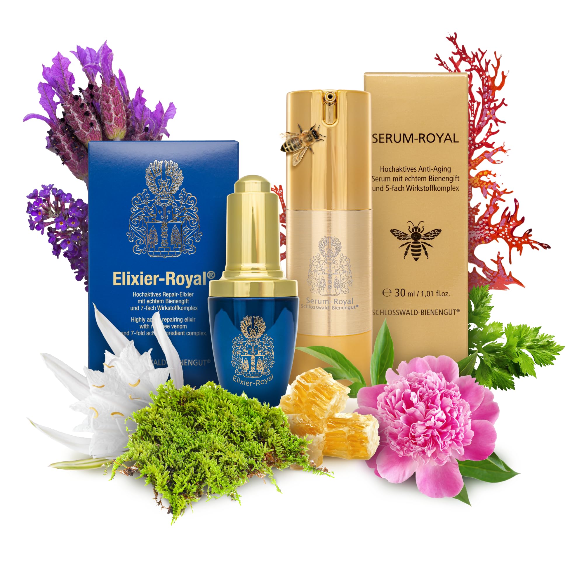Serum-Royal 30 ml + Elixier Royal Bienengift 20 ml | Hochaktives Repair-Elixier Gesichtsserum & Repair-Elixier Gesichtsserum, Aufbau-Serum, unterstützt Kollagenaufbau