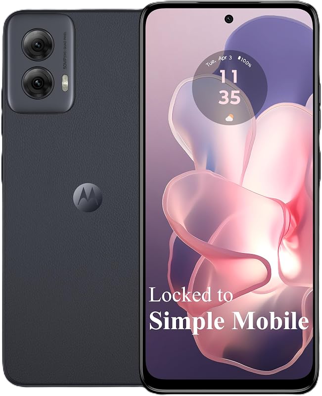 Simple Mobile, Moto g Power 5G 2024, 128 GB (bloqueado en Simple Mobile) | Smartphone prepago - Pantalla FHD+ de 6,7” 120 Hz, cámara principal de 50 MP, negro
