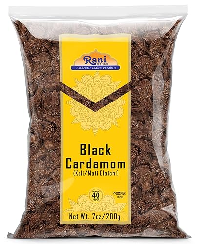 Rani - Cápsulas de cardamomo negro (Kali Elachi) Especias indias enteras 7 onzas (7.05 oz) ~ Todo natural | Vegano | Apto para gluten | Sin OMG |