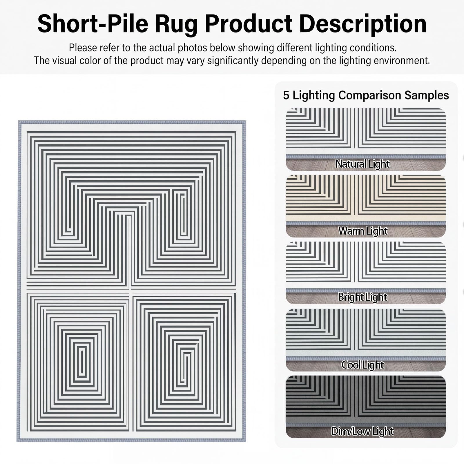 Tapis Salon Minimaliste Labyrinthe Géométrique Rayures 160 x 230 cm, Tapis Antidérapant Moderne Ne Perde Pas de Peluches, Lavable en Machine pour Chambre, Salle à Manger, Bureau à Domicile