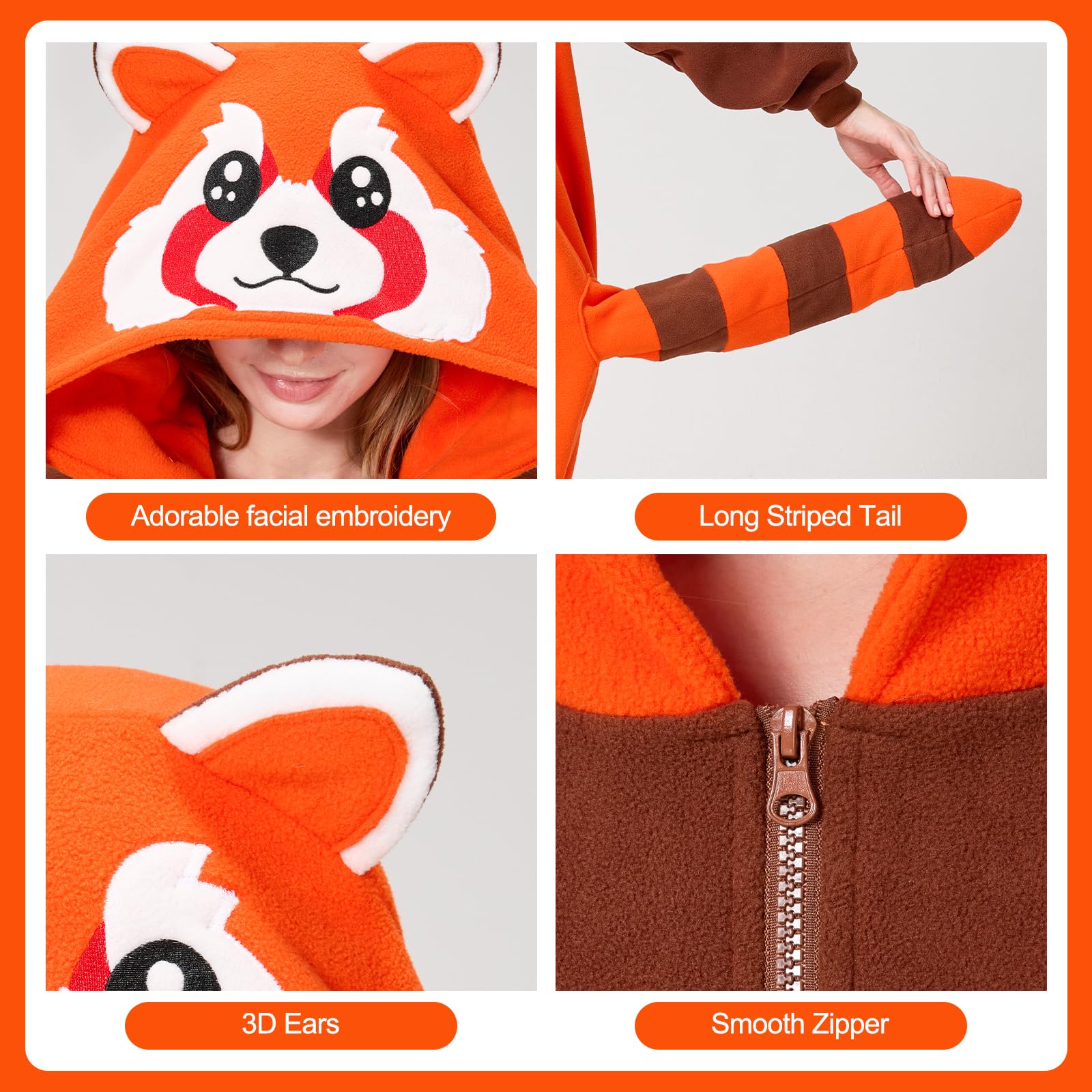 Pigiama intero con panda rosso, per cosplay e casa, per donne e uomini