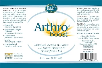 Baar Arthro Boost Massage Oil, 8 fl. oz.