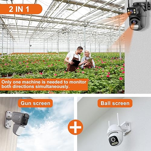 Miniatura 7 de Cámara de seguridad para exteriores 2.4G WiFi PTZ Cámara para exteriores de doble lente cámaras de seguridad para el hogar Vista de 360  4MP Cable