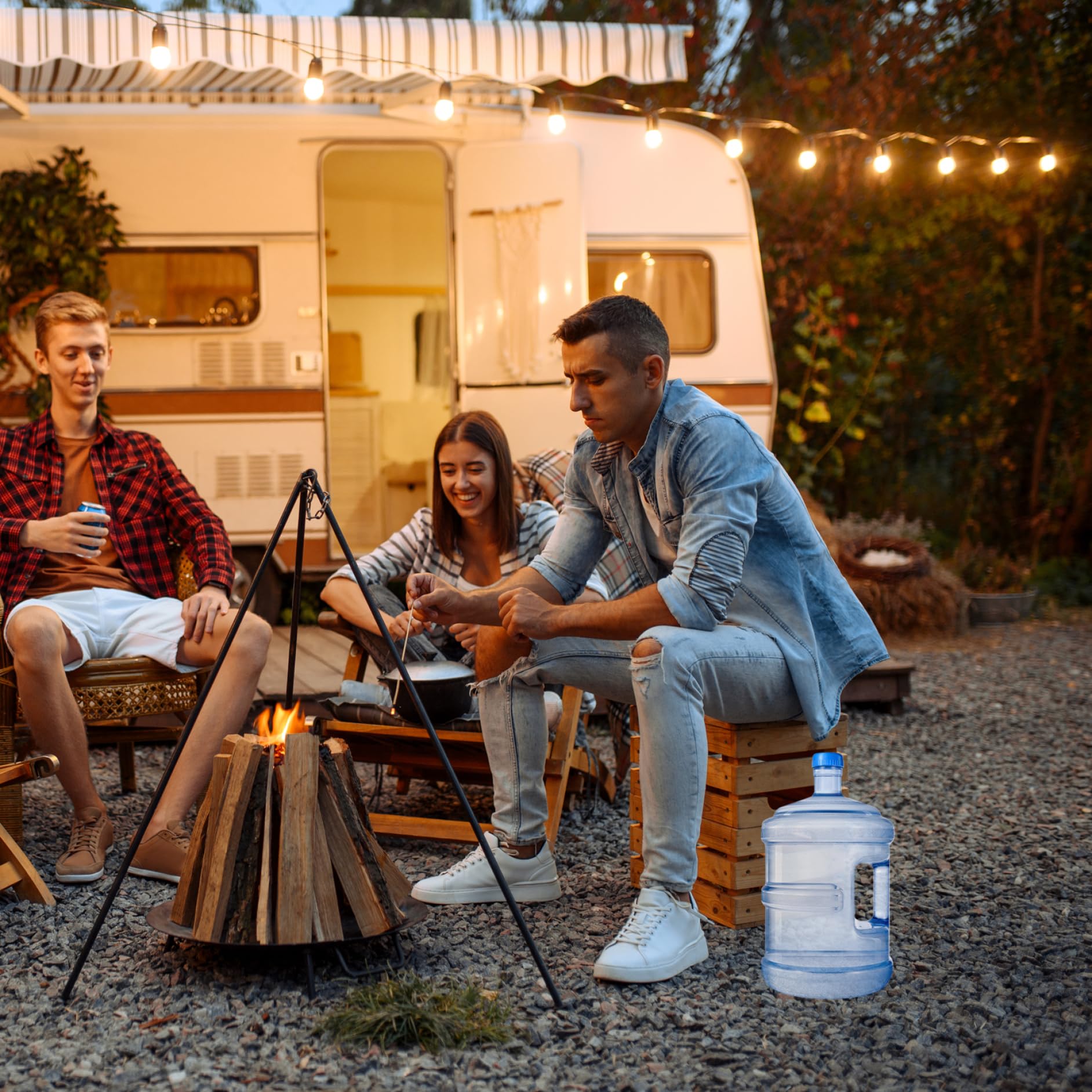 Récipient à eau Bouteille d'eau en plastique sans BPA de 7, 5 L avec bouchons à vis et poignée intégrée pour le camping, la randonnée en plein air, bouteille distributrice