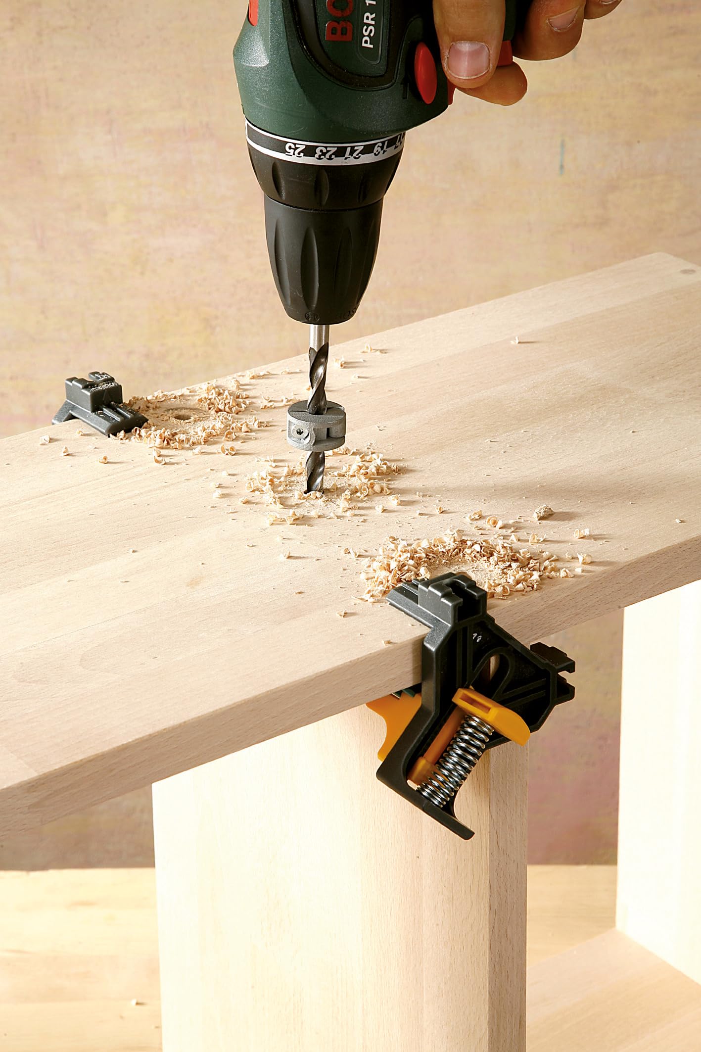wolfcraft Morsetti Angolari per Legno ES 22 - Set 4 Morsetti a 90°, Serraggio Angolo Retto per Incollare e Avvitare - 8626000