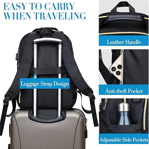 Miniatura 5 de Mochila para mujer, Negro - Tipo 1, 15.6 pulgadas