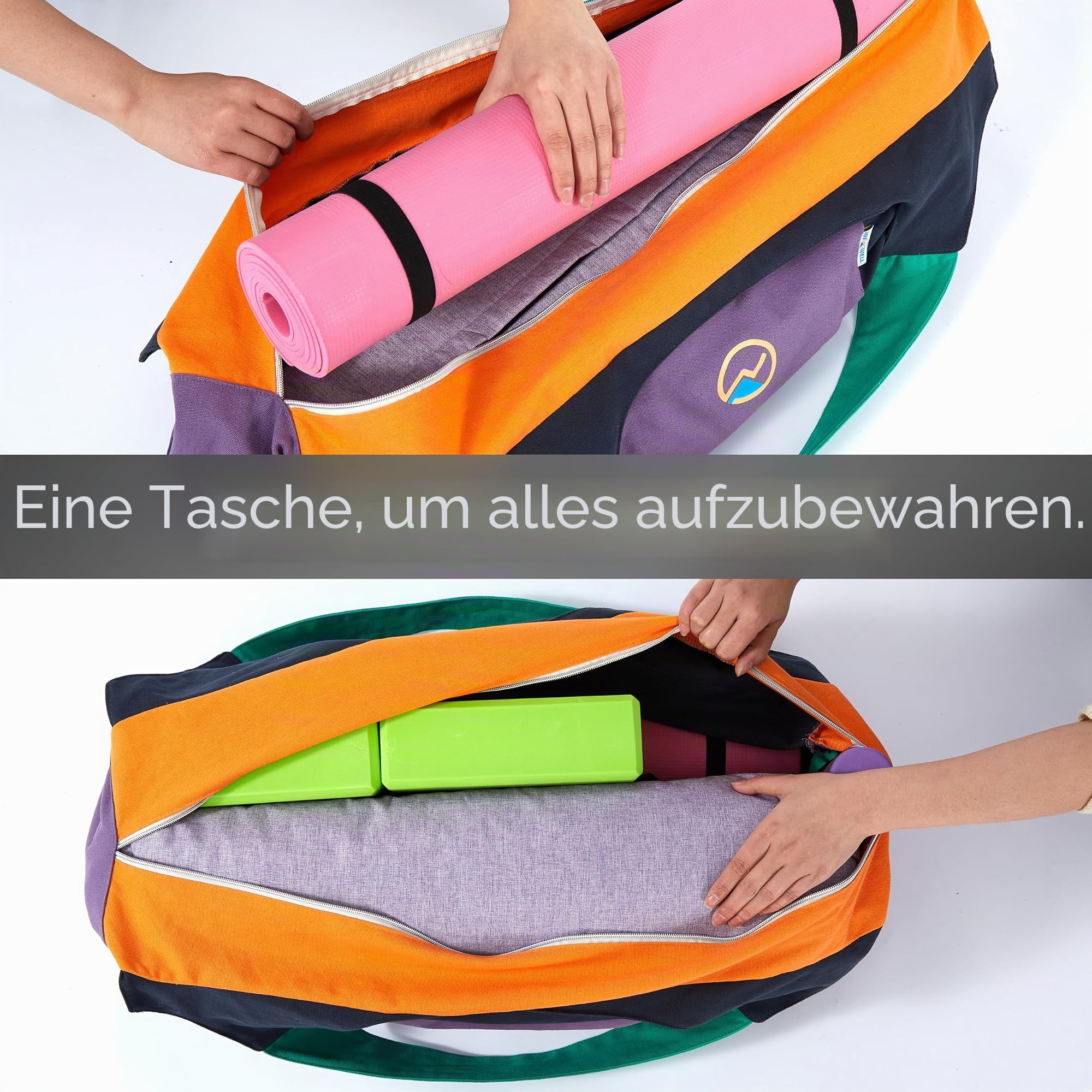 JoYnWell Yogamatten-Tasche – Große Yoga-Tasche mit Yogamatten-Gurt, Reißverschluss und Taschen – Yoga-Tasche