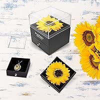 Vista 5 de Regalos de girasoles artificiales para mujer, regalo para su madre, esposa con collar en 100 textos I Love You en el día de la madre, cumpleaños