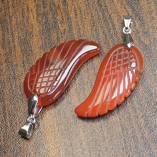 Miniatura 10 de 5 piezas talladas a mano con piedras preciosas mezcladas de cristal de cuarzo con alas de ángel Reiki Chakra Healing Pendant Bead