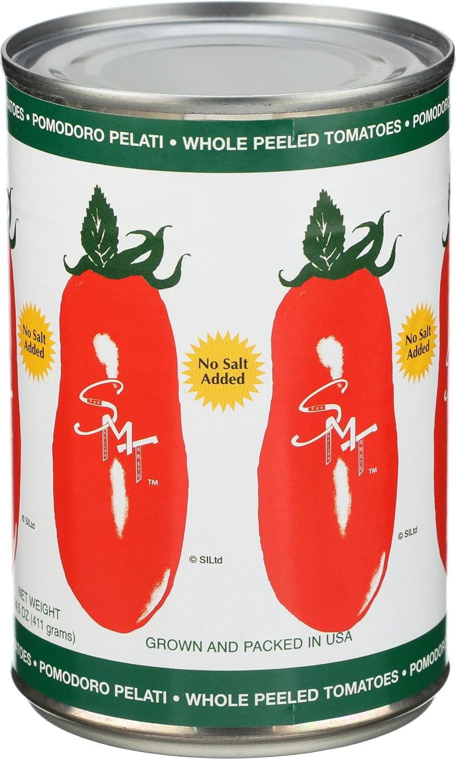 San Merican No Salt Added Whole Peeled Tomatoes, 14.5 oz - Authentic Italian San Marzano Style for Premium Recipes