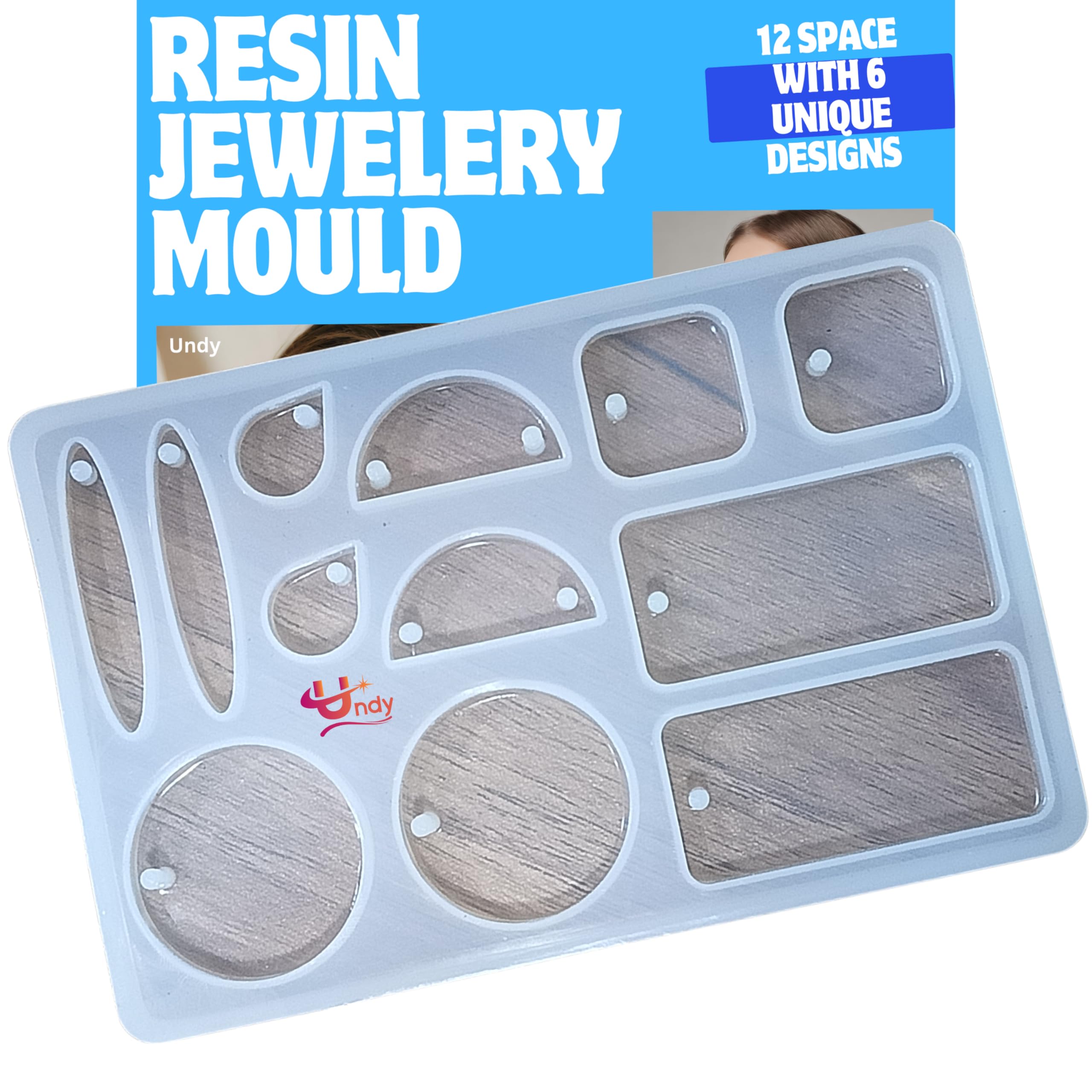 Undy Resin Mould for Jewellery Making, Ornaments, Craft Keychain - Silicone, Reusable, Flexible, Easy to Use - White, Pack of 1