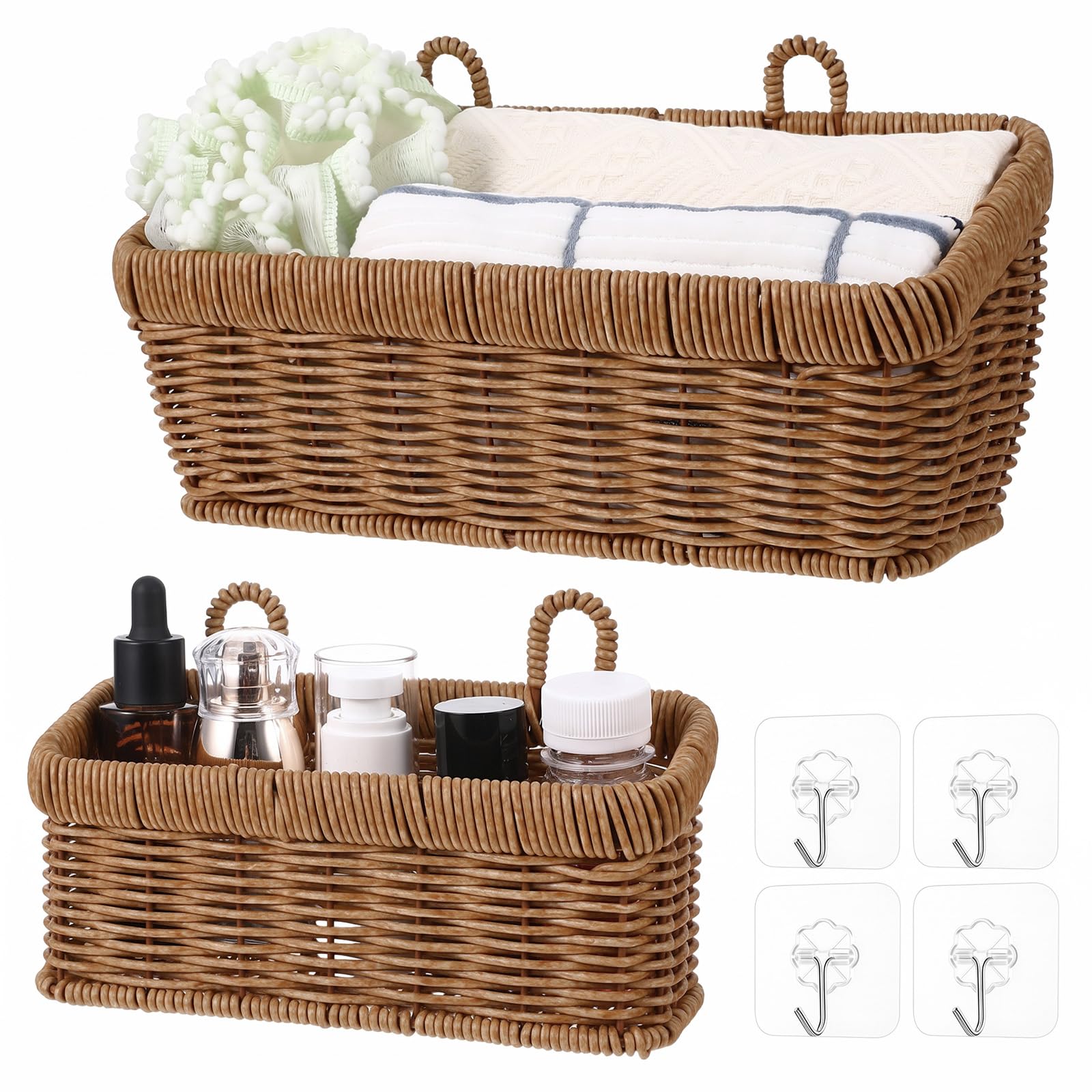 Photo 1 of WLLHYF 2-Pc Boho Hanging Basket Set, Dark Brown