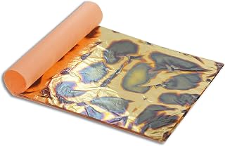 Barnabas Blattgold Variegated Gold Leaf, Color Light Blue [25 Sheets, 5.5 inch], Metal Foil Leaf for Painting, Arts and Crafts