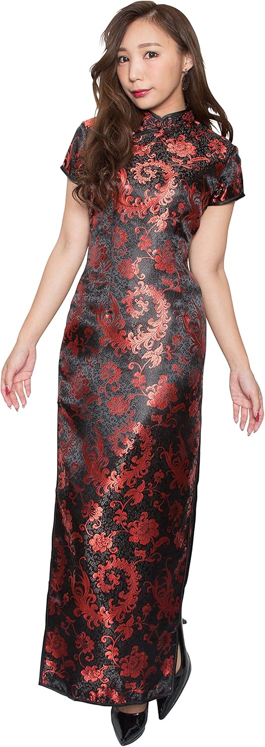 クリアストーン(Clearstone) ロイヤルチャイナ コスプレ ハロウィン チャイナドレス ロング 羽/黒 レディース S ブラック クリアストーン(Clearstone) ロイヤルチャイナ コスプレ ハロウィン チャイナドレス ロング 羽/黒 レ...