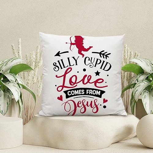 Miniatura 4 de Cojín de almohada para el día de San Valentín, diseño de Cupido tonto viene de Jesús, decoración del hogar, fundas de almohada de lino para