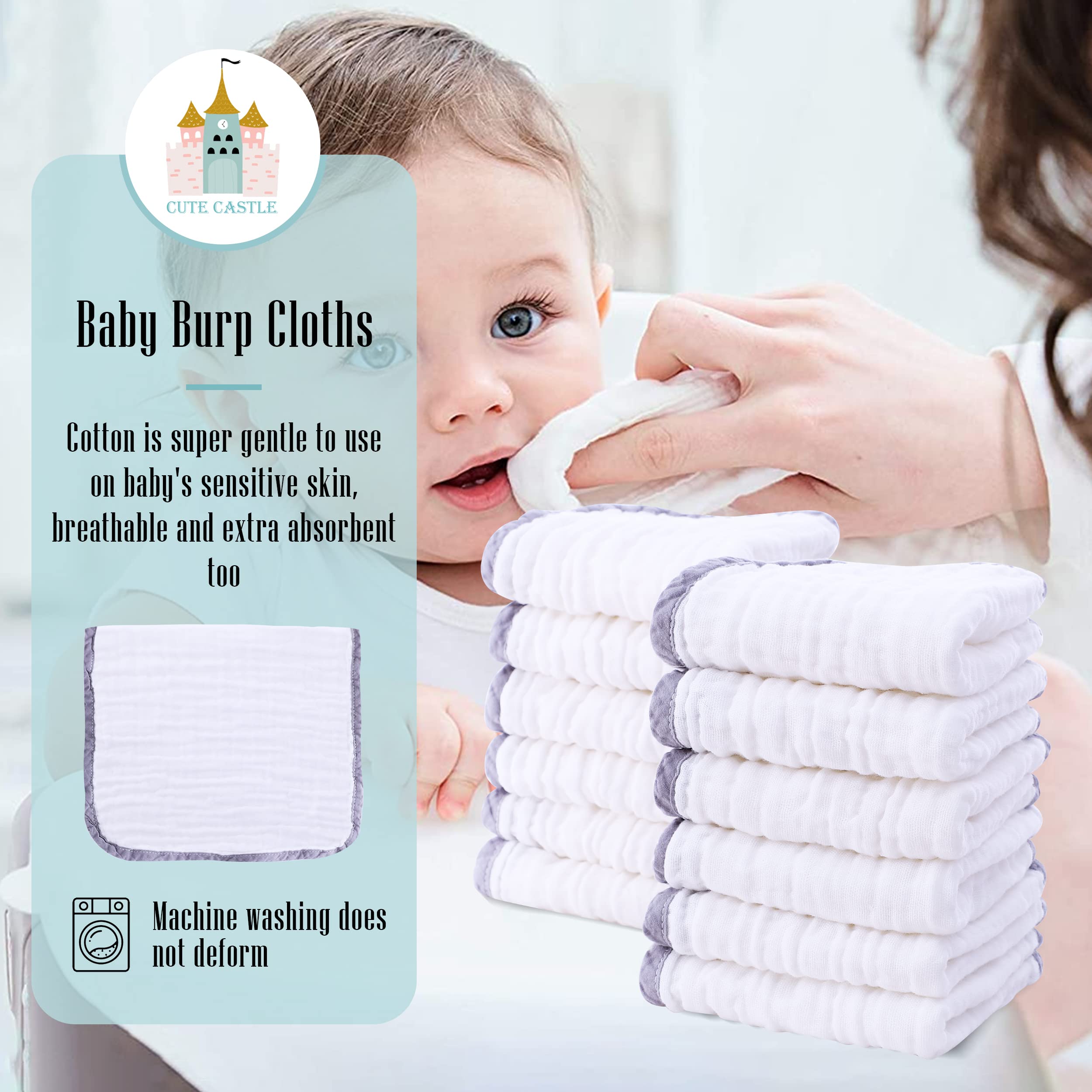 Cute Castle Baby Burp Cloths 1