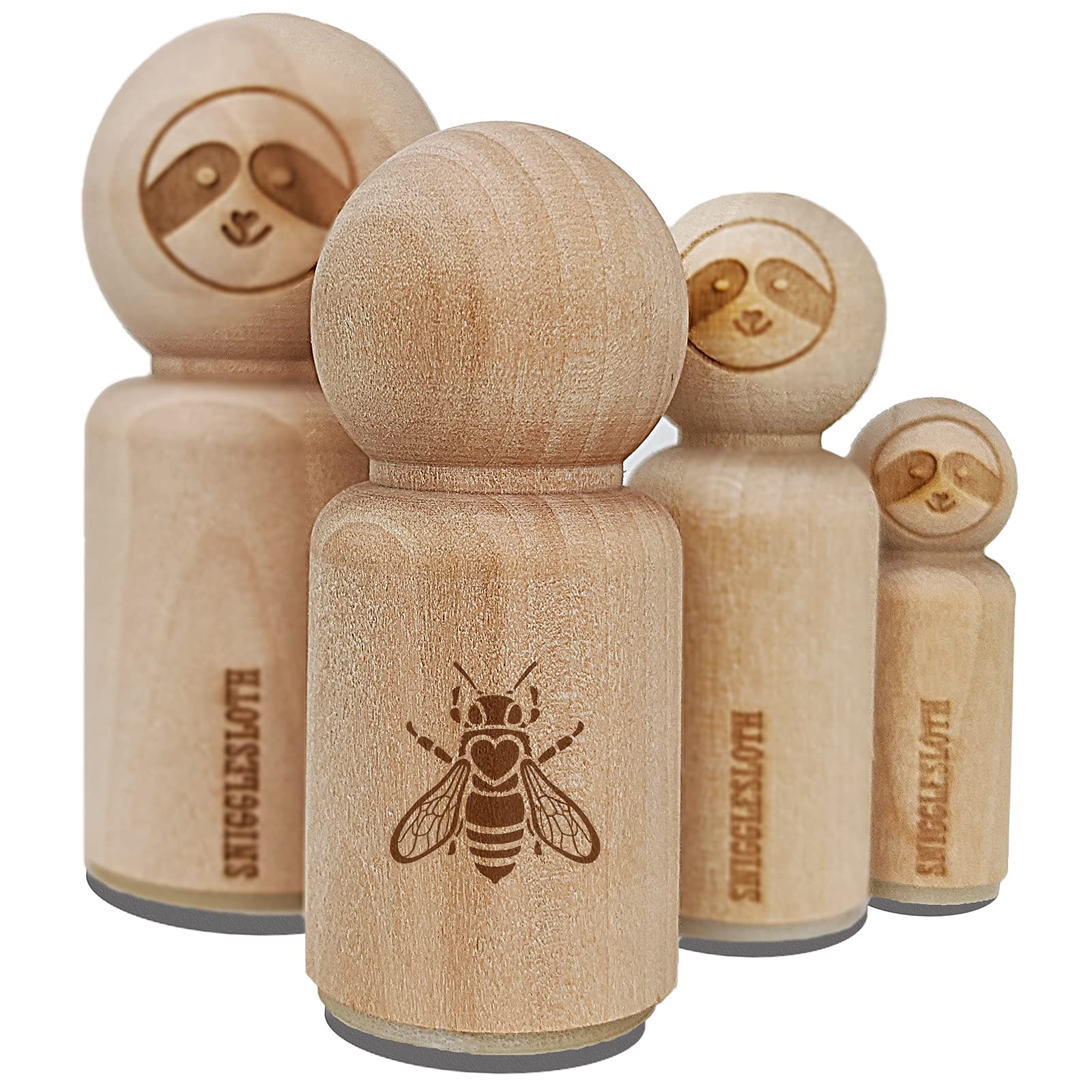 Sniggle SlothHoney Bee with Heart on Back Rubber Stamp for Stamping Crafting Planners - 3/4 Inch Small
