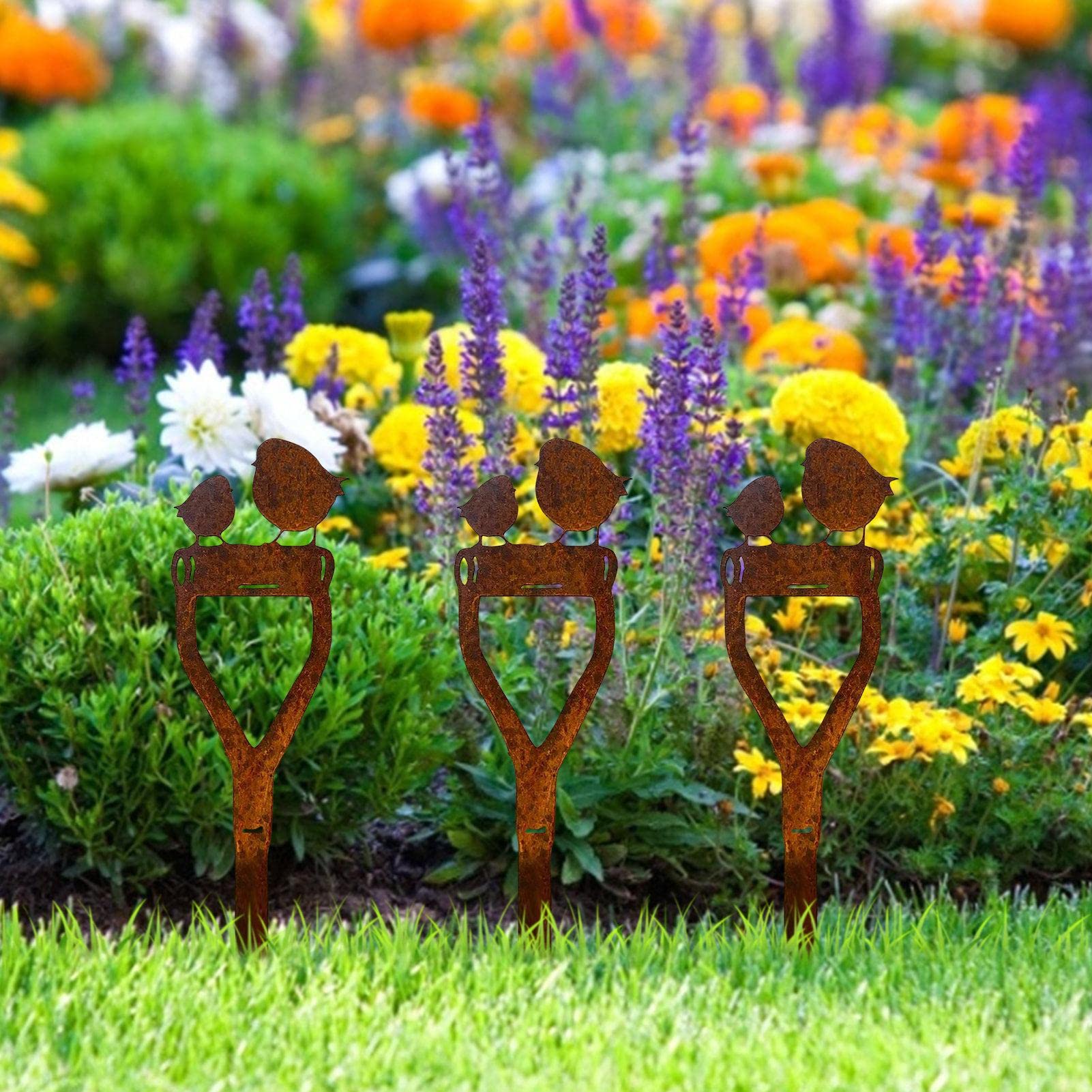 Décoration Jardin En Métal Aspect Rouillé - Coq Et Poule - Hauteur 60 Cm - Pour Extérieur, Balcon, Terrasse - Blümelhuber