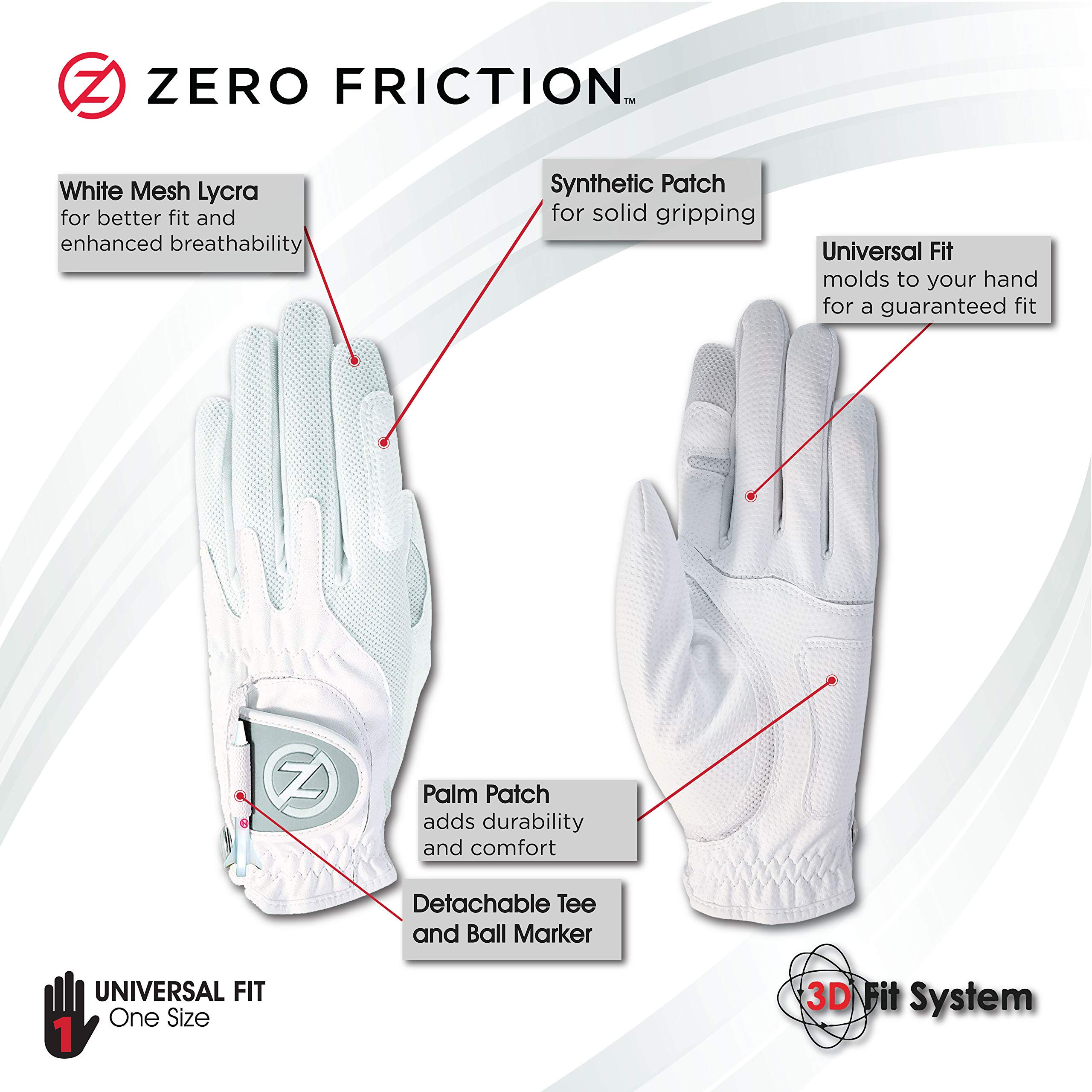 Zero Friction Gants de Golf synthétiques pour Femme - Ajustement de Compression - Taille Unique