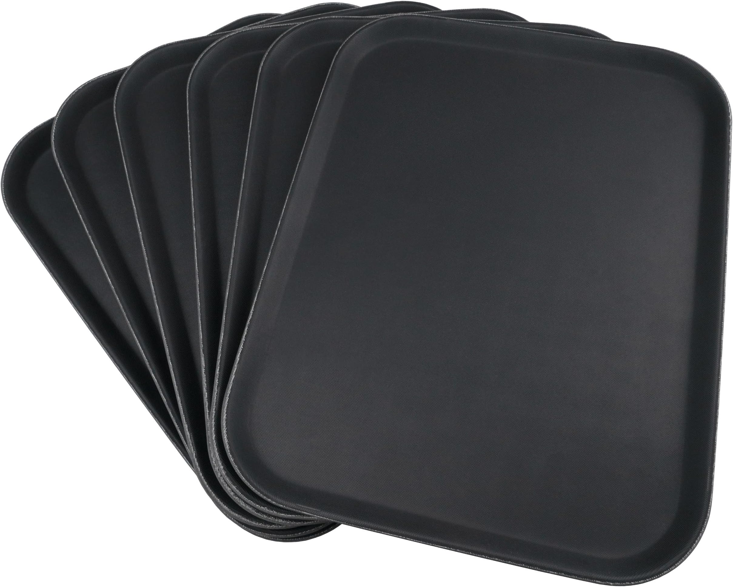 Grunwerg PN-1418 Super Plastic Rubberized Anti-Skid, Non-Slip Food Tray, Retangular, 18 x 14/45 x 35cm, Black