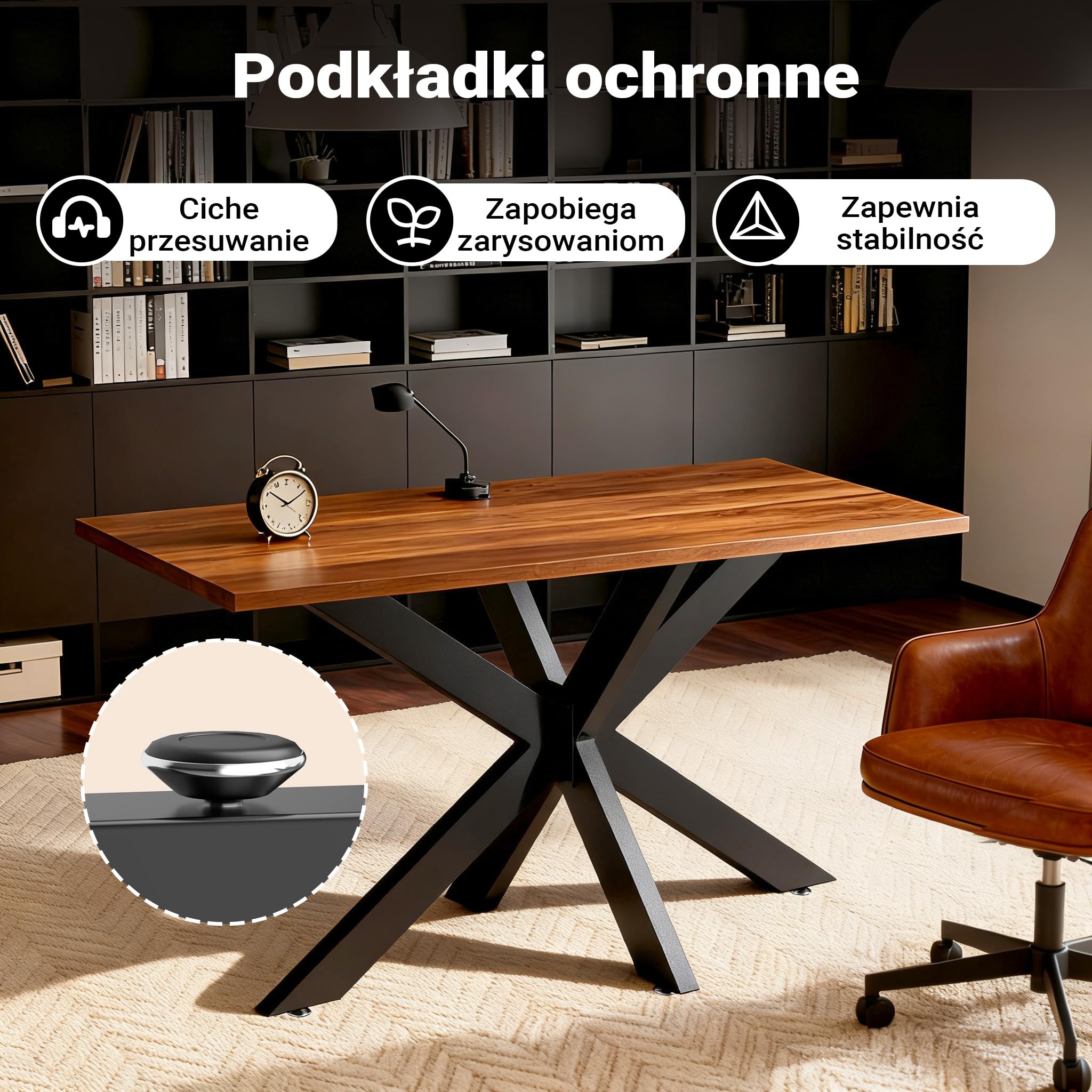 XPOtool Nogi do stołu metalowe w stylu loftowym 71x68x120cm industrialne, czarny stelaż typu spider, nowoczesne stalowe nogi do blatów stołowych