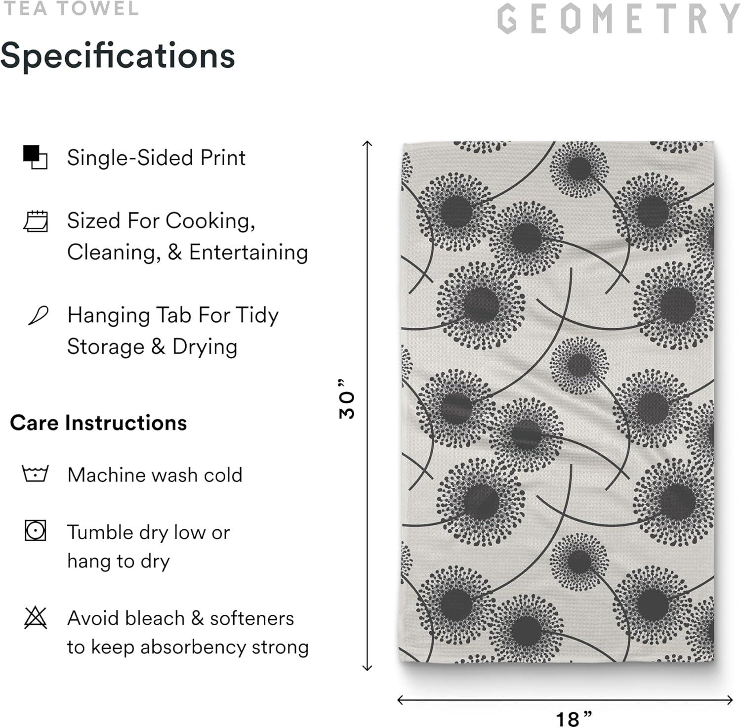 GEOMETRY Kitchen Tea Towels - Quick Dry Microfiber Dish Towels for Kitchen Linen Breeze, 18" x 30" 2 Pack - Image 6