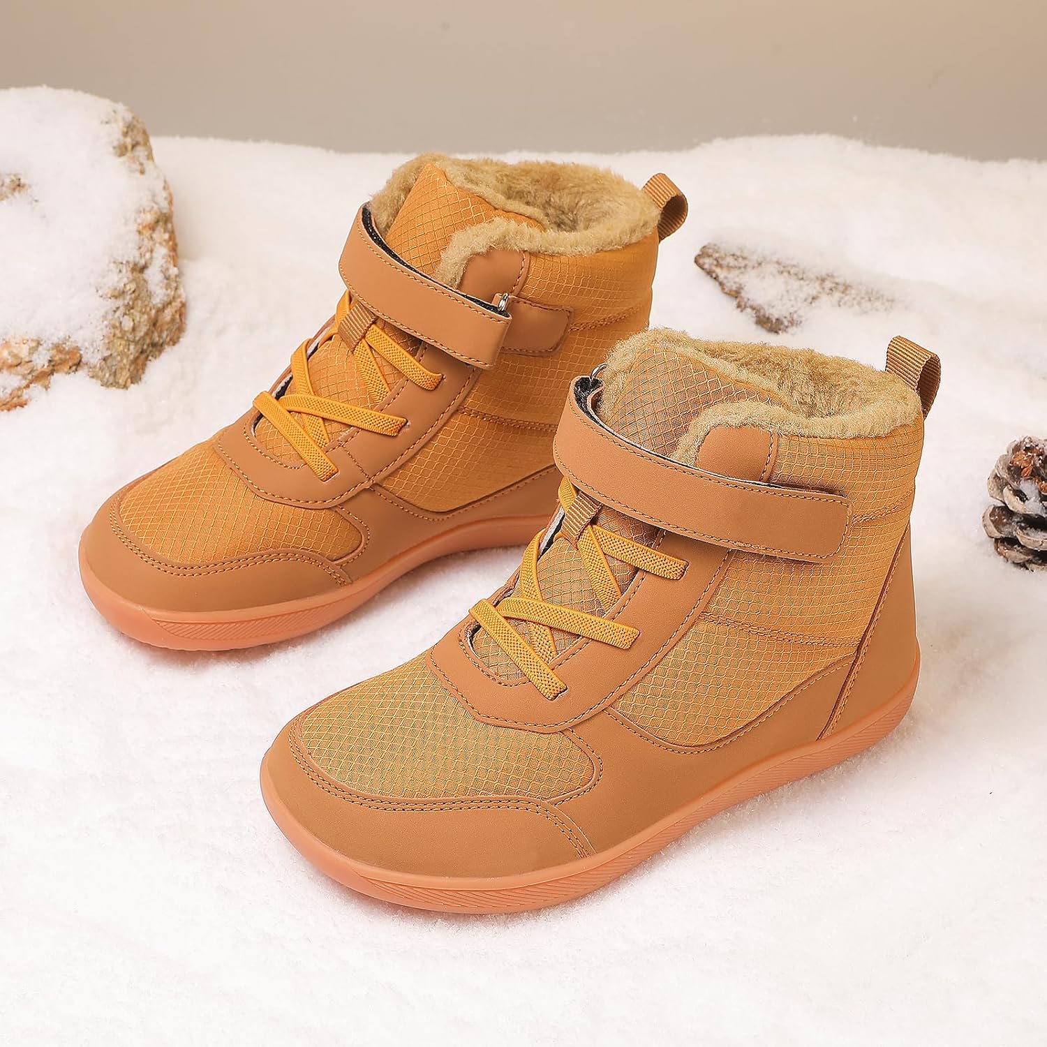 Kids Barefoot Snow Boots for Winter: Minimalist Zero Drop - Wide Toe Box Hiking Boots for Toddler/Boys/Girls