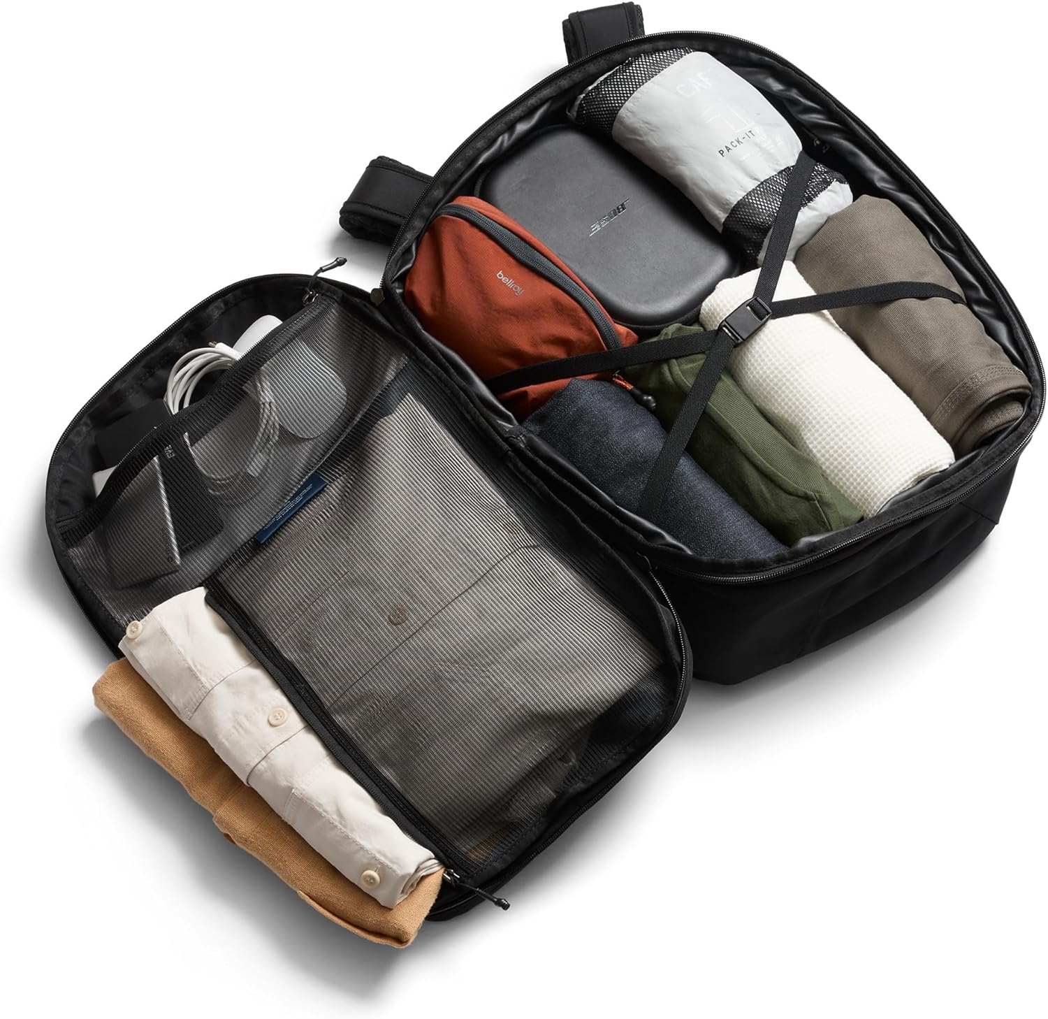 Bellroy Transit Travel Pack Pro (30–38 liter carry-on travel backpack, with laptop sleeve, RFID protection and zip bottle pocket) - Black