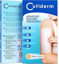 Sterile Self Adhesive Wound Dressing 10 x 20 cm - Cutiderm - Pack of 10 - Wound Dressing with Absorbent Pad - Large Plasters for Wounds