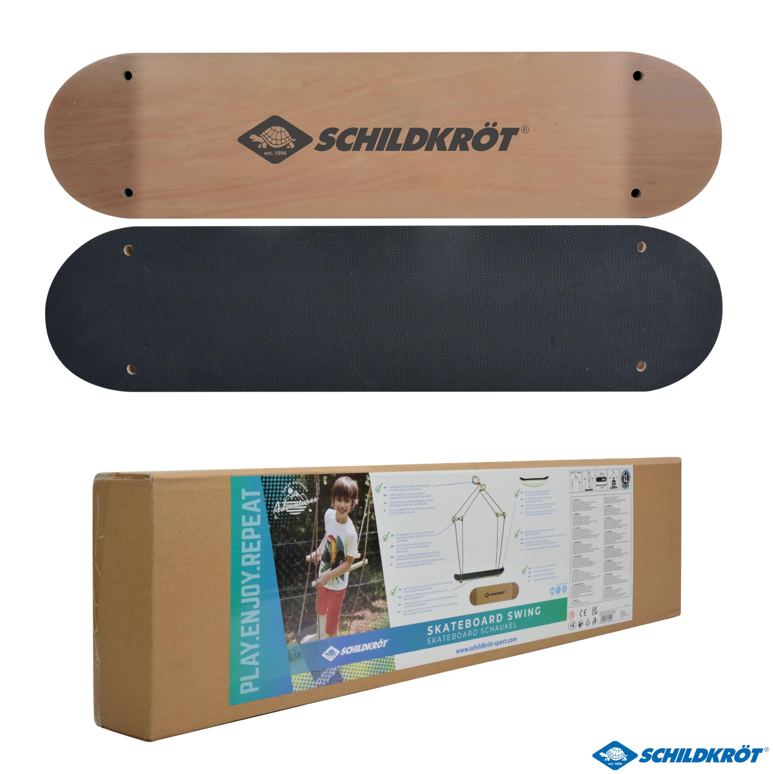 Schildkröt Skateboard Schaukel, außergewöhnliche Holzschaukel für Geschicklichkeit, Balance und Koordination, Anti-Rutsch Struktur, stehend in der Luft skaten oder sitzend schaukeln, 970519
