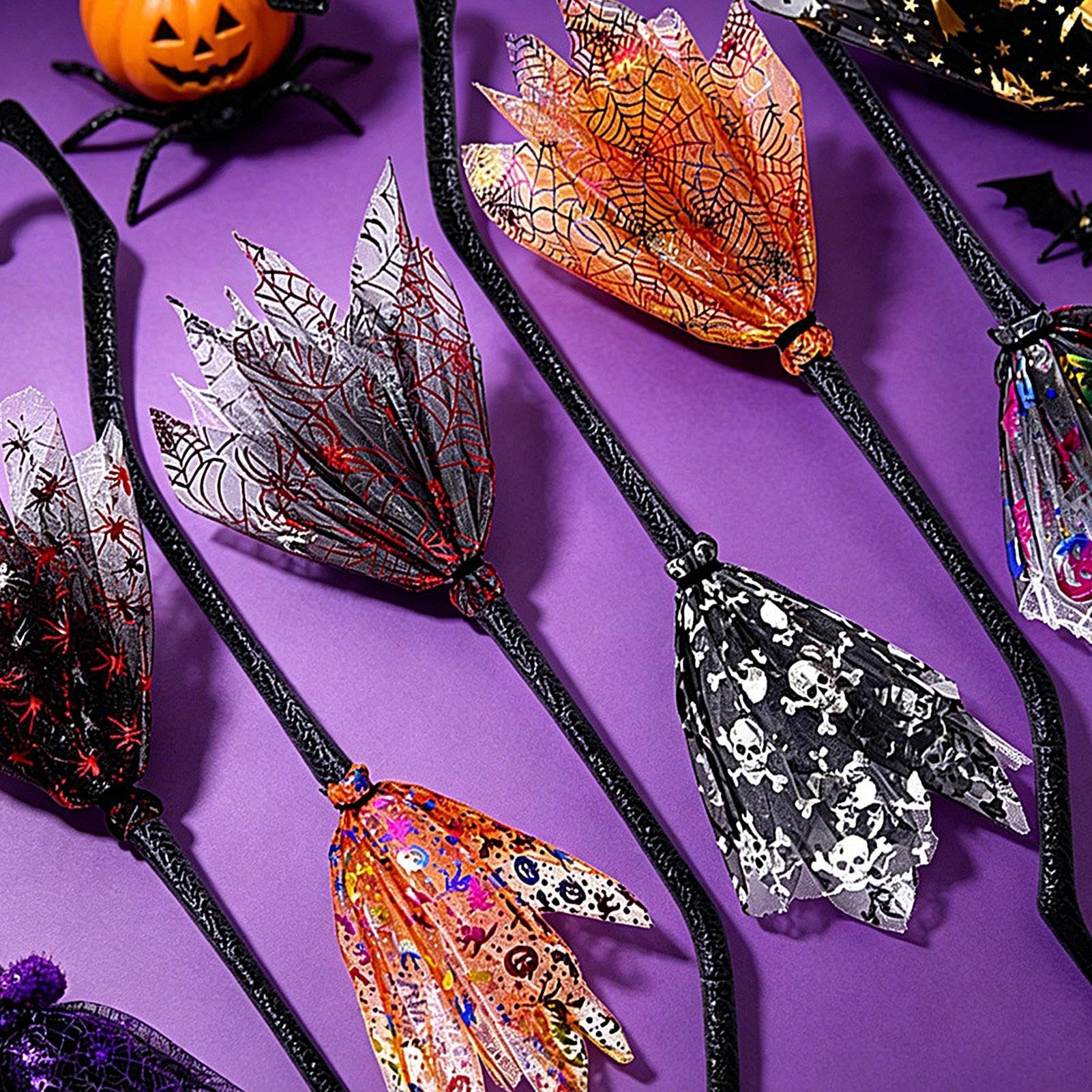 Escoba de brujas - 8 piezas de accesorios coloridos para cosplay