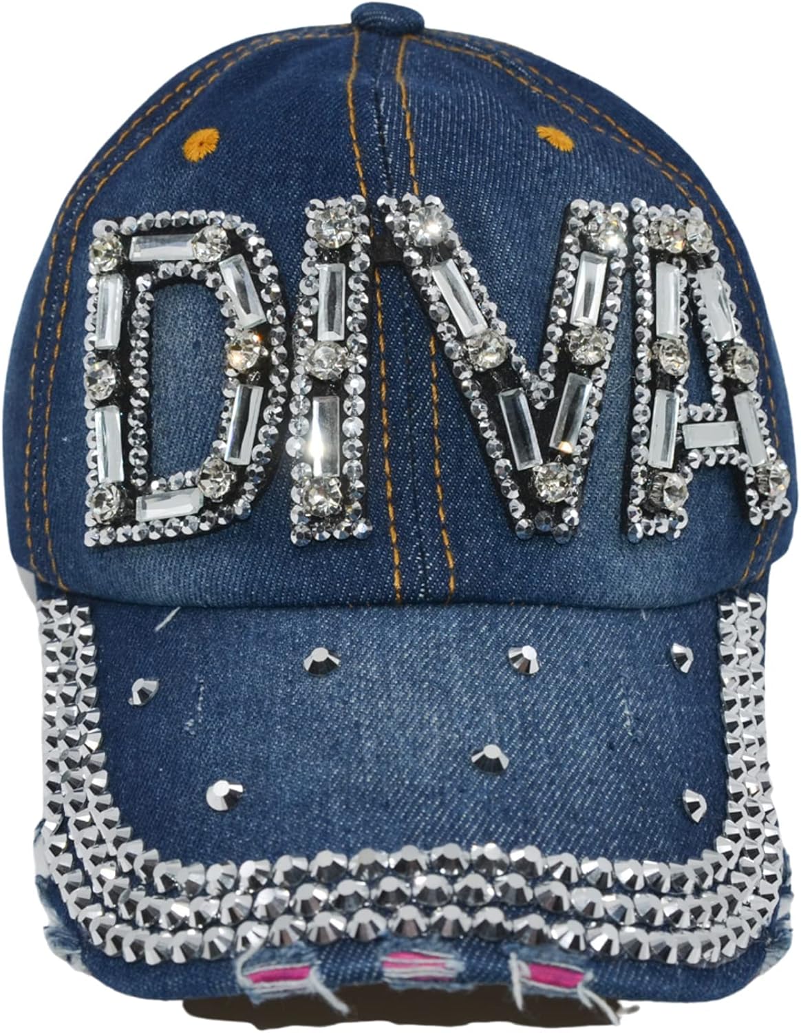 Popfizzy Bling Hat for Women and Girls, Fun Rhinestone Baseball Cap, Bejeweled Distressed Denim Hat, Bling Gifts for Women - Image 6