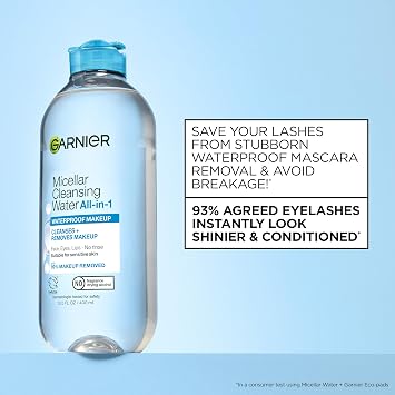 Garnier SkinActive Micellar Cleansing Water, For Waterproof Makeup, 3.4 Fl Oz
