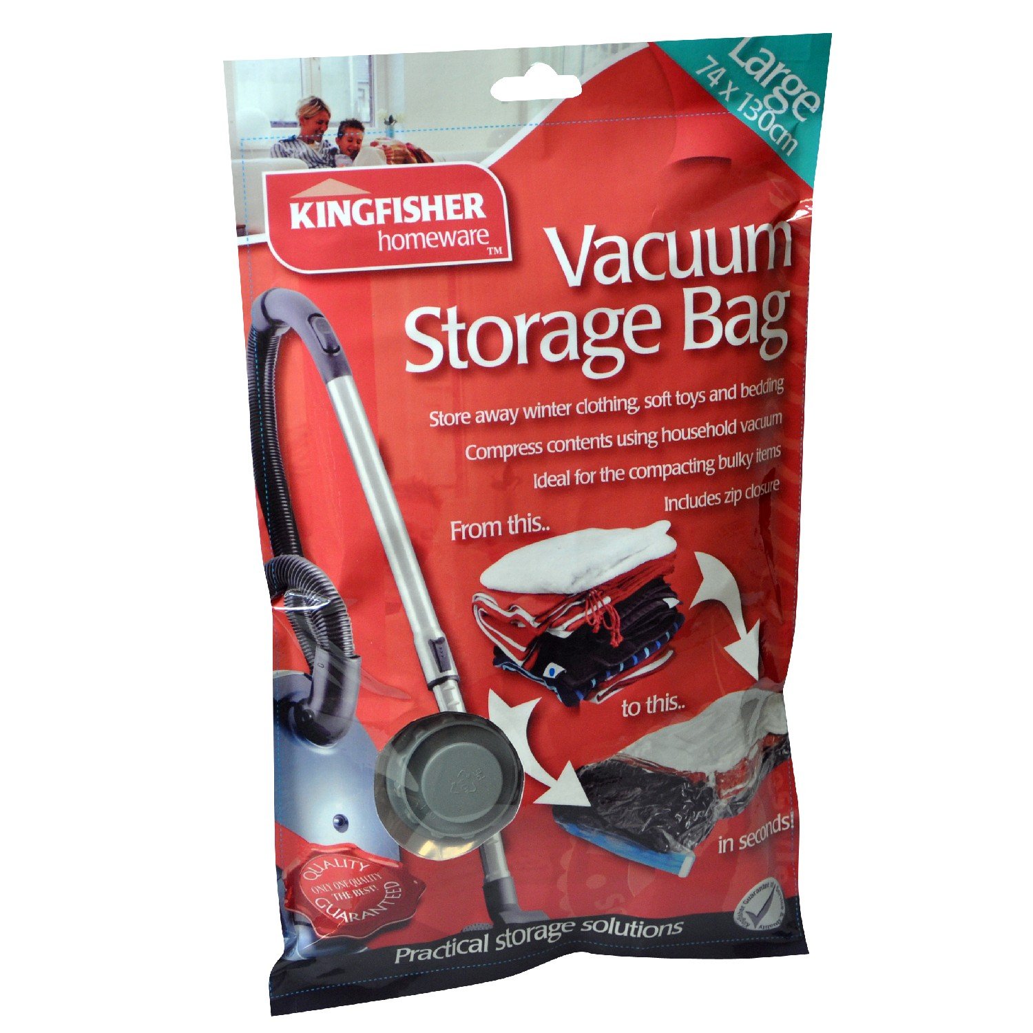 Kingfisher Vacuum Storage Bag, Transparent, 74 x 130 cm