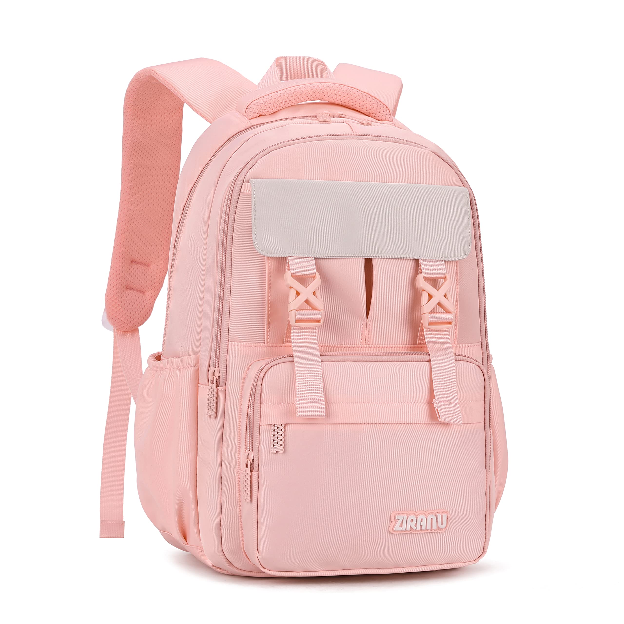 Solid-Color Girls Backpacks for School Capacity Elementary Bookbags, Pink School Bags for Teens Girls Casual Daypack