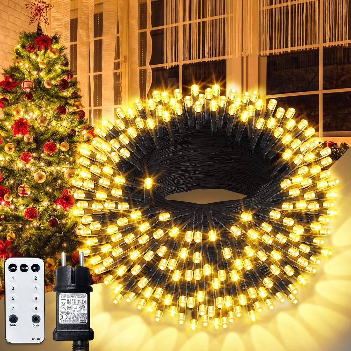 Guirlande Lumineuse Noël Intelligente Quntis - 30m, 300 LED RGB, Contrôle APP/télécommande/vocal, étanche IP44