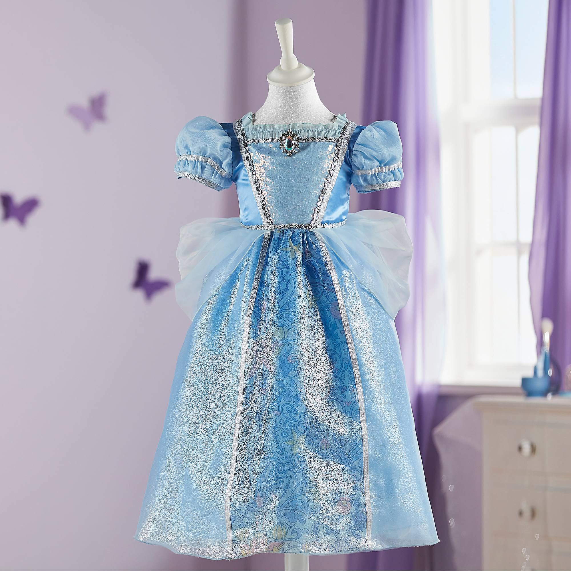 Disney Store Official Cinderella Costume for Kids, Blue Princess Dress for Fancy Dress Parties, Roleplay & Halloween, Age 5-6