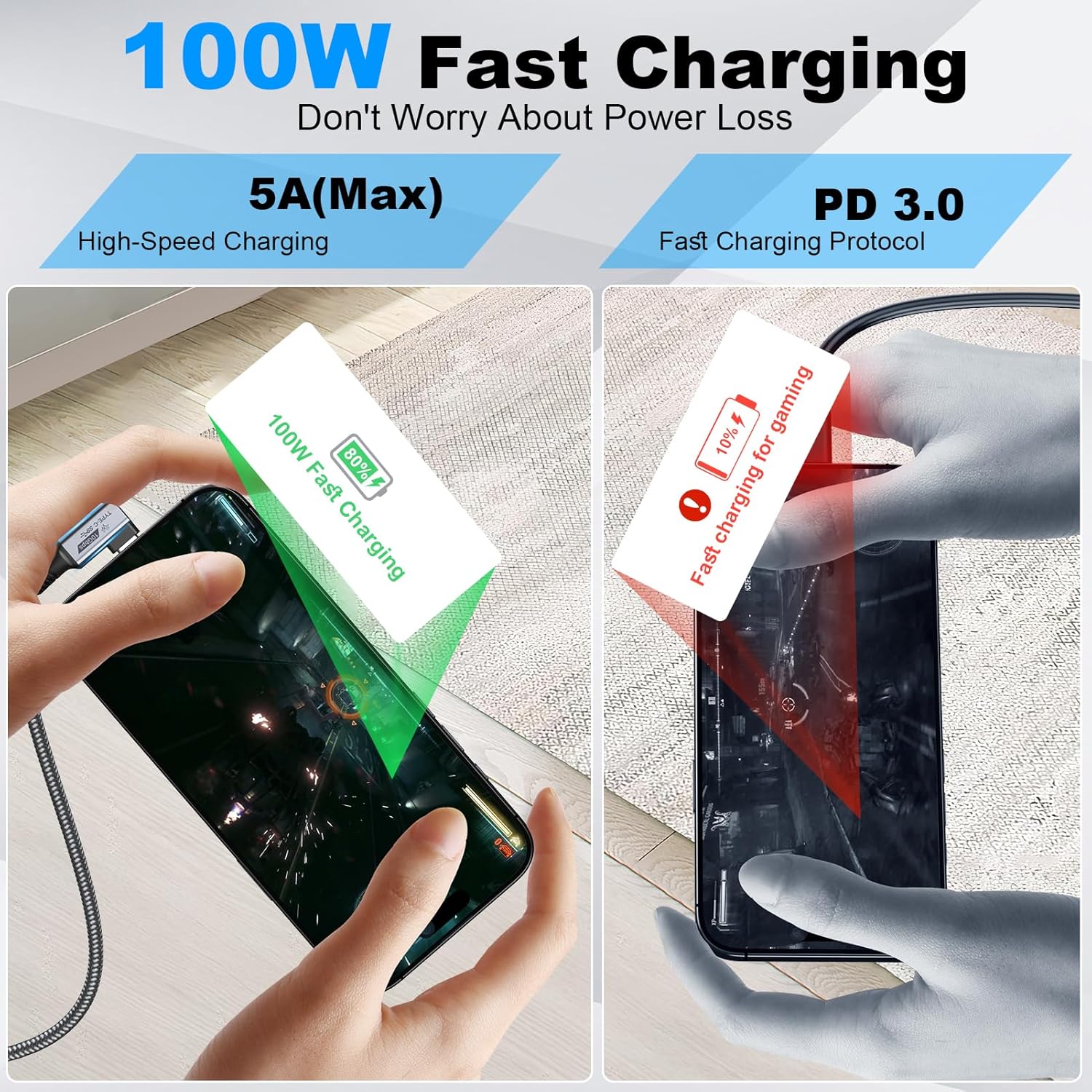 5-Pack USB C Extension Cable 3FT 100W Fast Charging/10Gbps Data Transfer/4K Monitor Video, Type-C Extender Cord Right Angle USBC Male to Female Cable for Computer, Monitor, Phone,iPad Pro