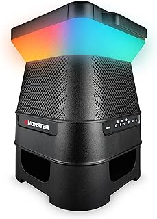 Monster Solar X Speaker - Bluetooth Wireless Solar Powered 360 Degree Sound with LED, Easy Connect, 8 Hours of Playtime and 30W Bass