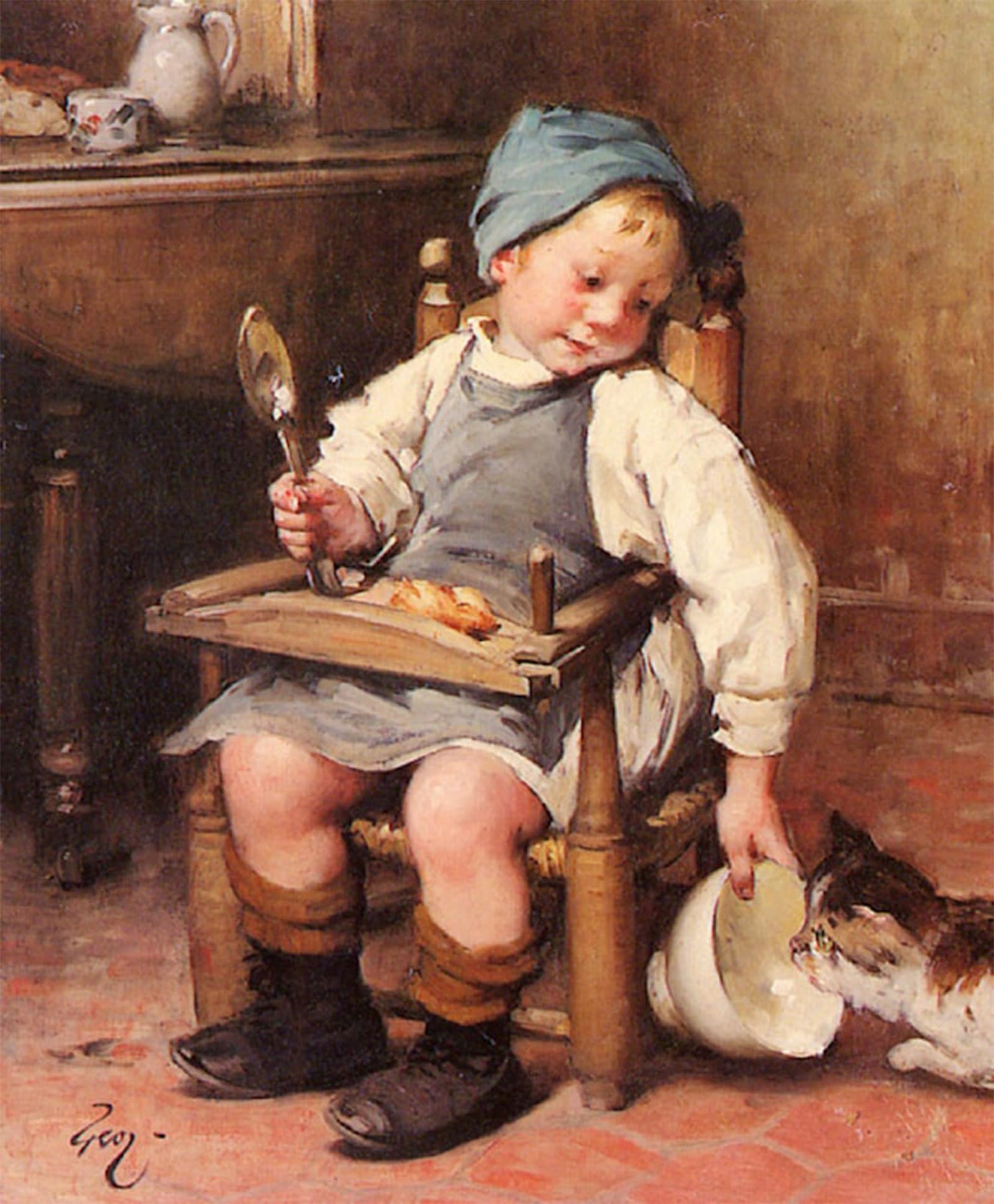 Artxlxxbn No Frame Famous Painting Art Wall Decor Abstract Art Picture Sharing A Meal By Henry Jules Jean Geoffroy Animal Pictures For Home Decor 60X90cm